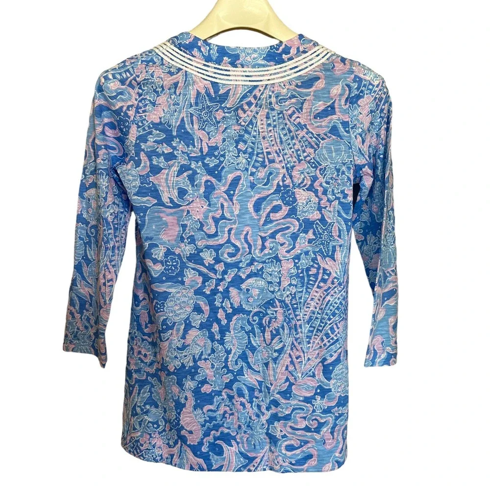Lilly Pulitzer | Size XS Marco Island Tunic Top Shirt Blouse Floral Ocean